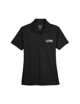 CORE365 Ladies Origin Performance Pique Polo - Black w/ TRS Logo in White