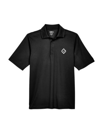 CORE365 Men's Origin Performance Pique Polo - Black w/ TRS Diamond Logo