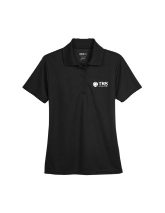 CORE365 Ladies Origin Performance Pique Polo - Black w/ TRS International Logo in White